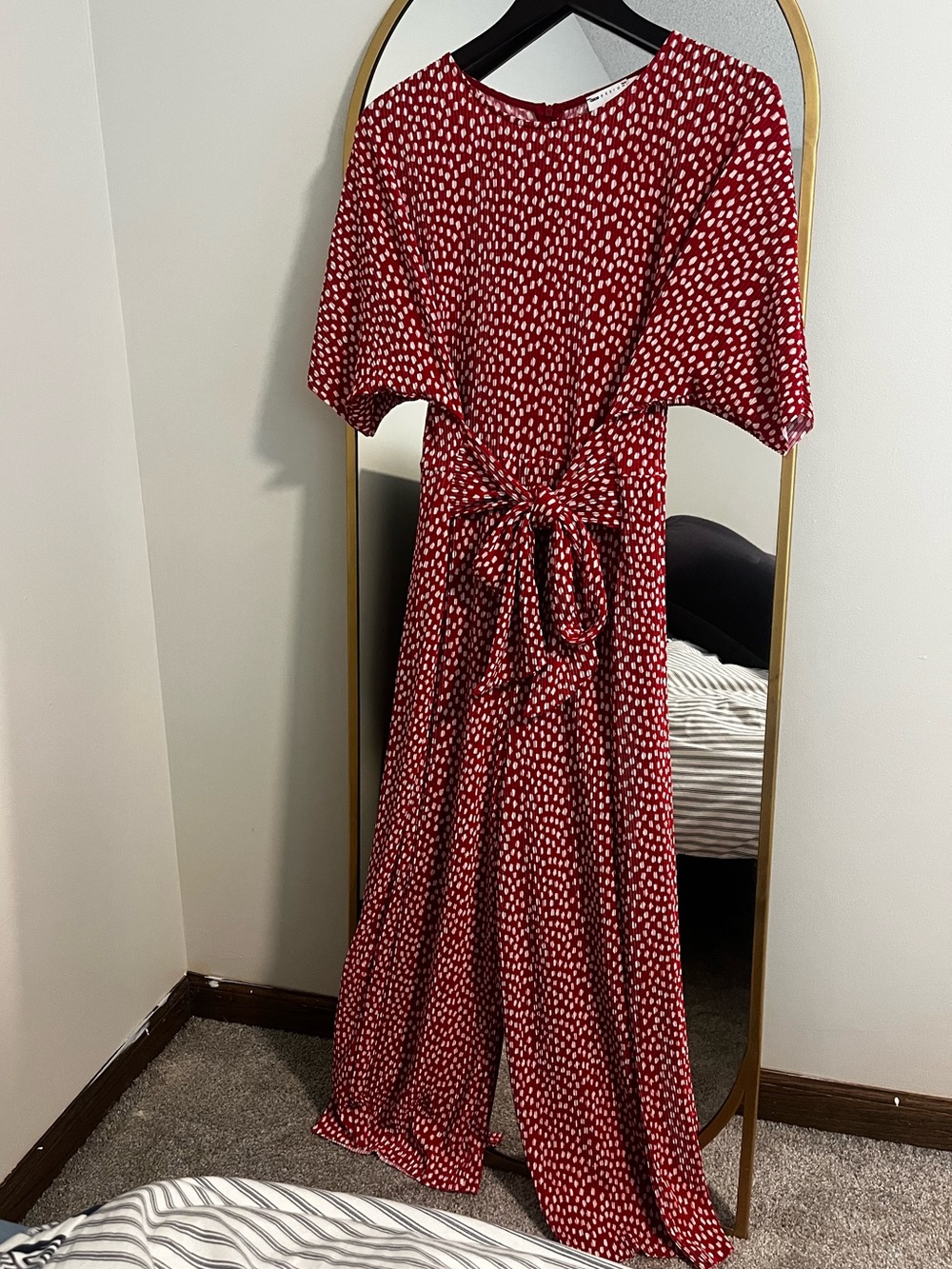 Asos Red Polka Tie-Waist Maxi Dress